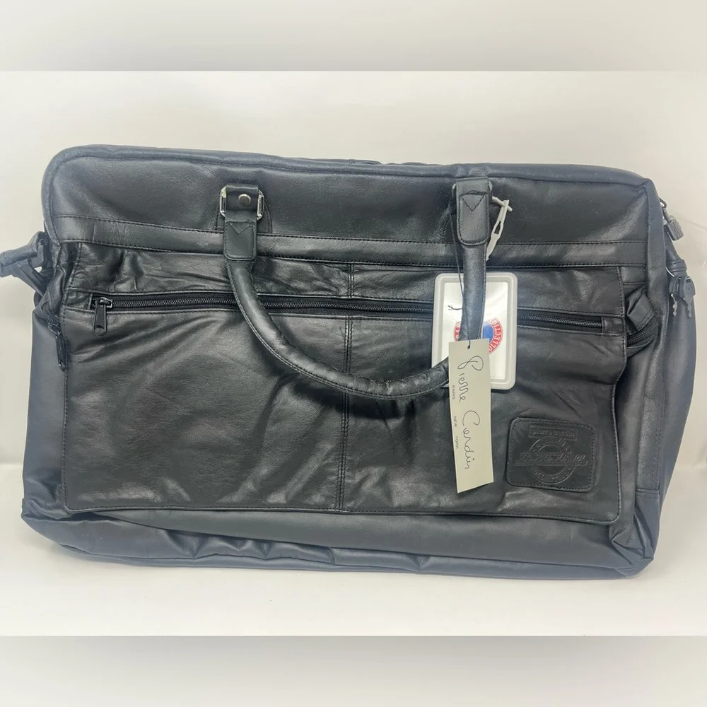 PIERRE CARDIN Leather Luggage Bag Genuine Black Grand Touring Collection VTG NWT